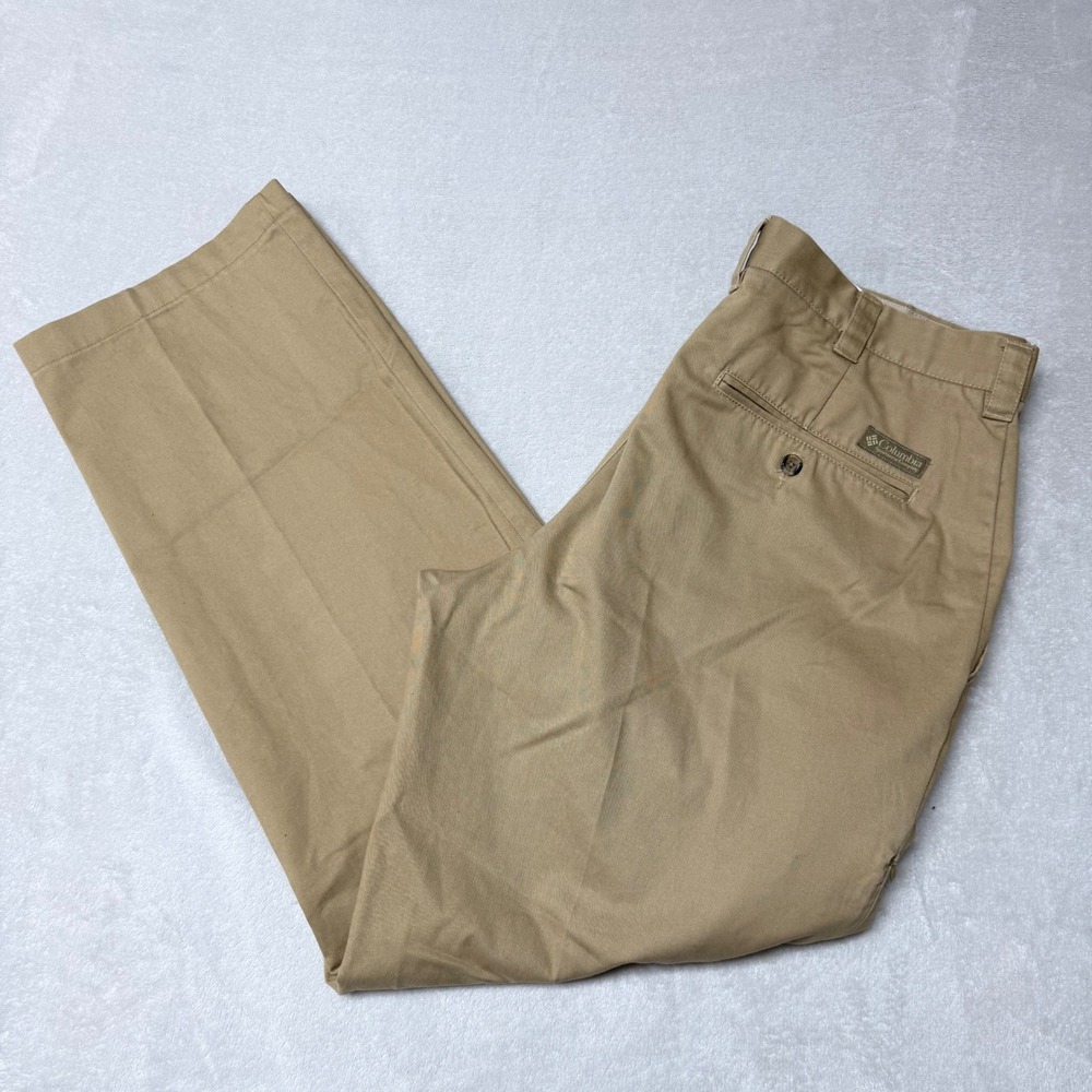 Columbia‎ Mens 36x34 Tan Khaki Chino Pants Cotton Straight Leg AM8144